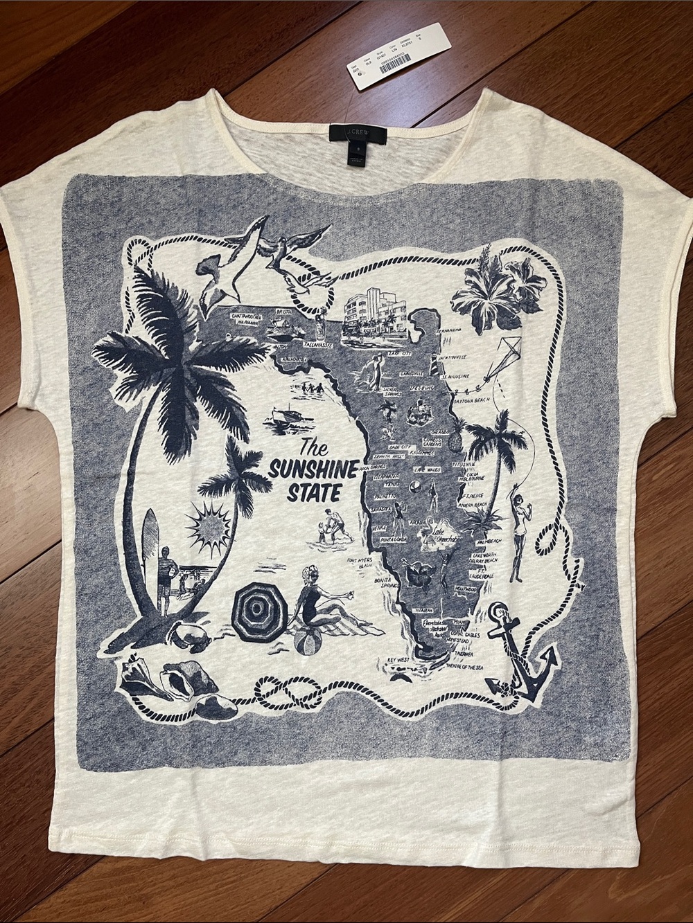 NWT J. Crew Linen Florida Map Top